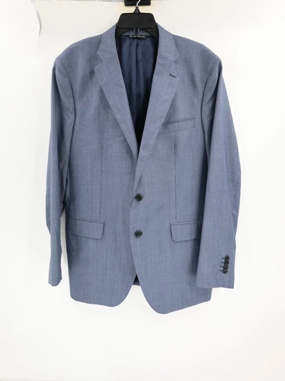 Saks Fifth Avenue Sport Coat Mens 44R Ermenegildo Zegna Wool Silk sharkskin blue